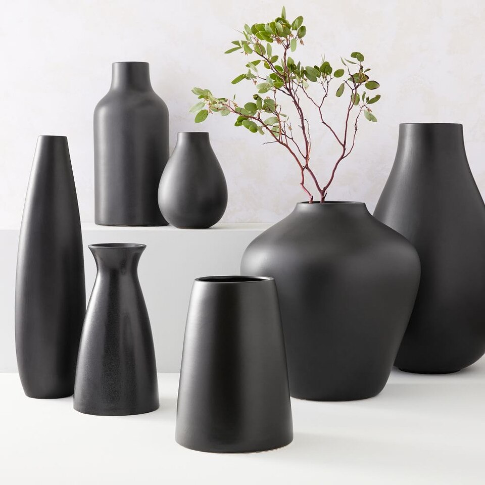 Pure Black Ceramic Vases West Elm UK